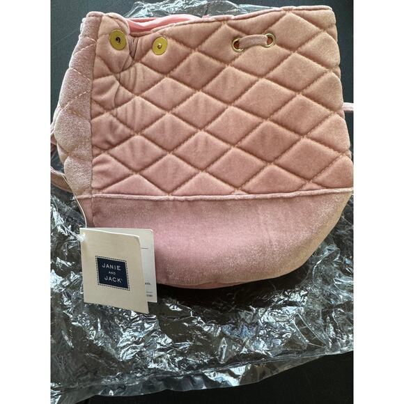New - Janie and Jack ~  Blush Pink Velvet Quilted Backpack - Picture 3 of 7